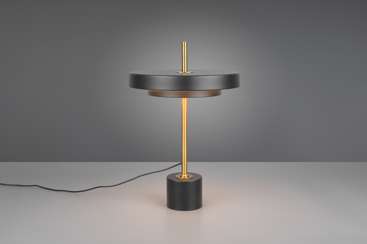 Lampa de masa Keaton, TRIO, 30x45.5 cm, 12W, 1x SMD, metal, negru/auriu - imagine 7